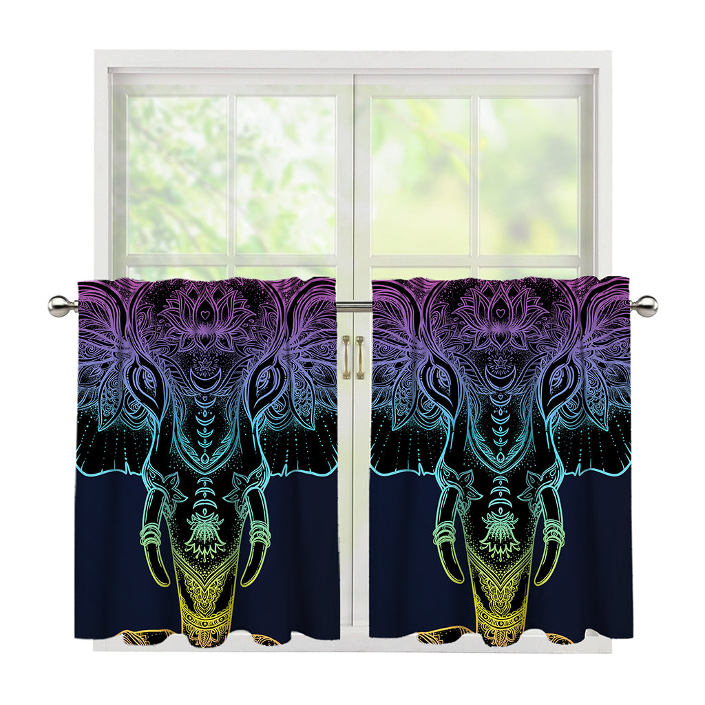 Colorful Spiritual Elephant Print Tier Curtains