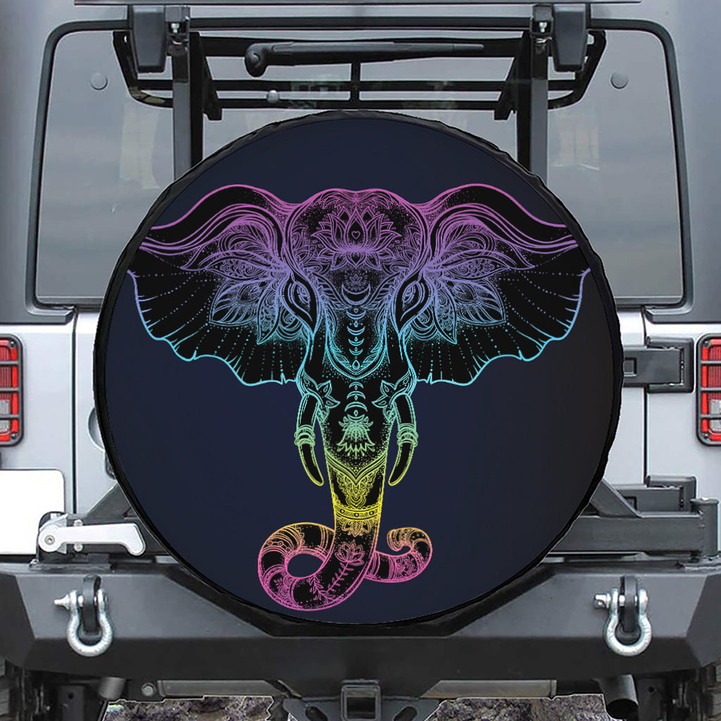 Colorful Spiritual Elephant Print Tire Cover