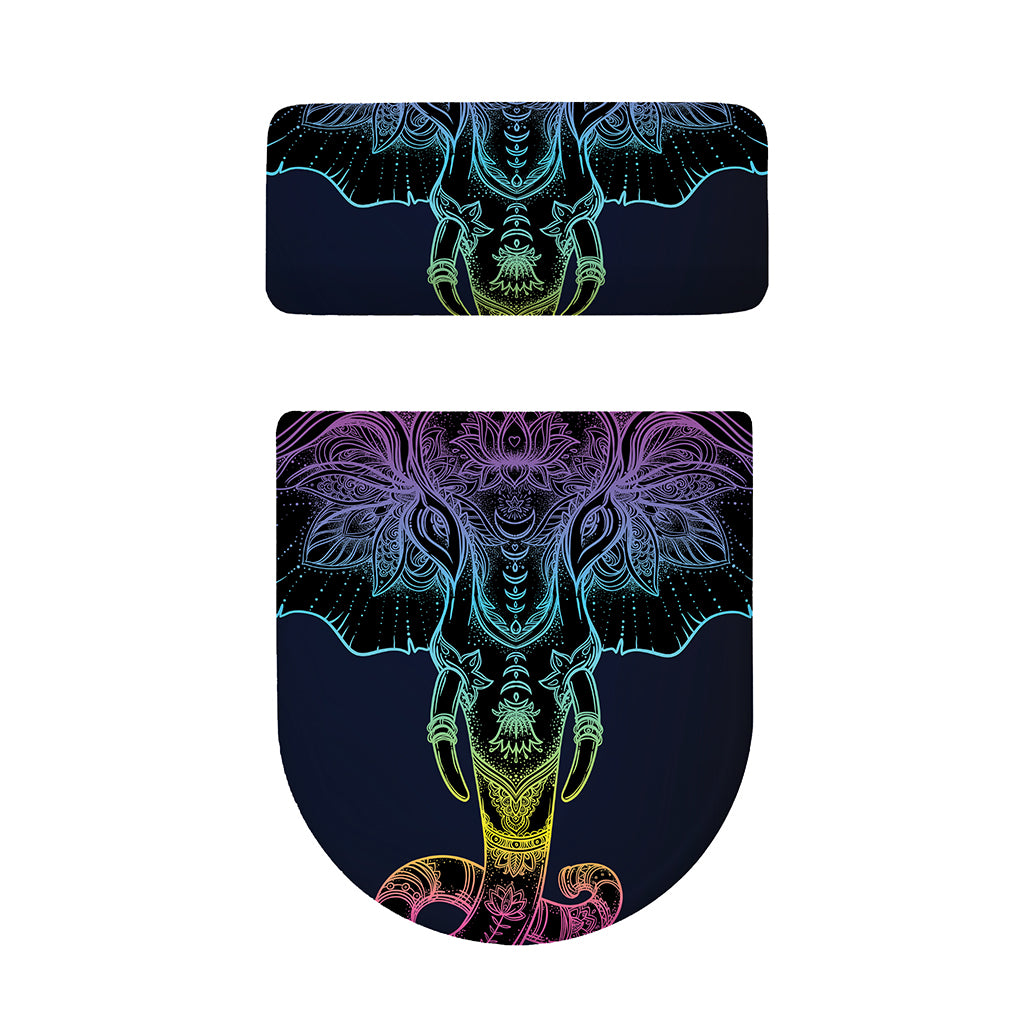Colorful Spiritual Elephant Print Toilet Lid And Tank Cover Set