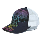 Colorful Spiritual Elephant Print White Mesh Trucker Cap