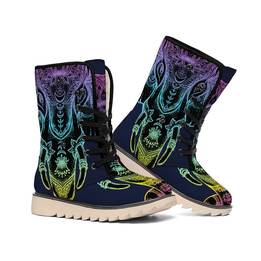 Colorful Spiritual Elephant Print Winter Boots