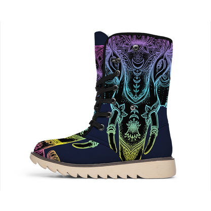Colorful Spiritual Elephant Print Winter Boots