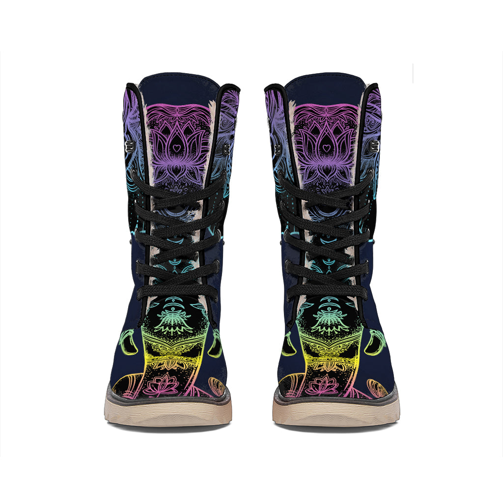 Colorful Spiritual Elephant Print Winter Boots
