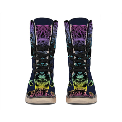 Colorful Spiritual Elephant Print Winter Boots