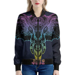 Colorful Spiritual Elephant Print Women's Bomber Jacket