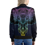Colorful Spiritual Elephant Print Women's Bomber Jacket