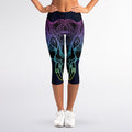Colorful Spiritual Elephant Print Women's Capri Leggings