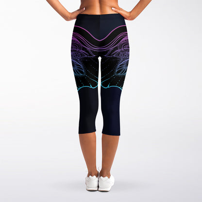 Colorful Spiritual Elephant Print Women's Capri Leggings