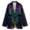 Colorful Spiritual Elephant Print Women's Cotton Blazer