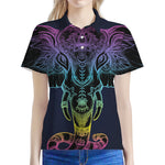 Colorful Spiritual Elephant Print Women's Polo Shirt