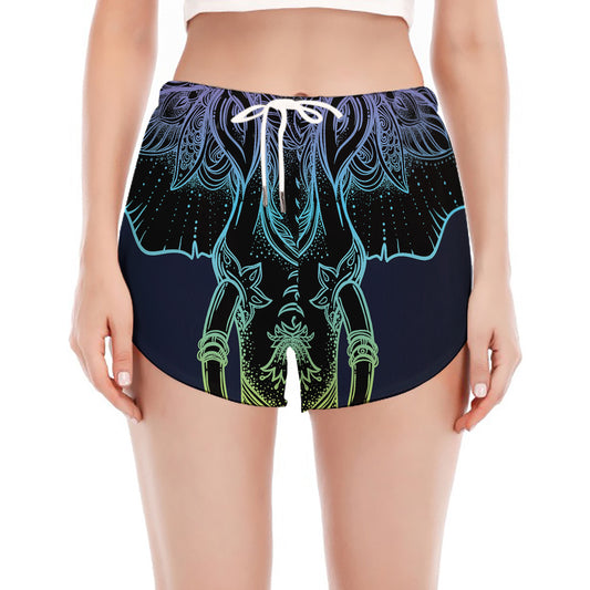 Colorful Spiritual Elephant Print Women's Split Running Shorts