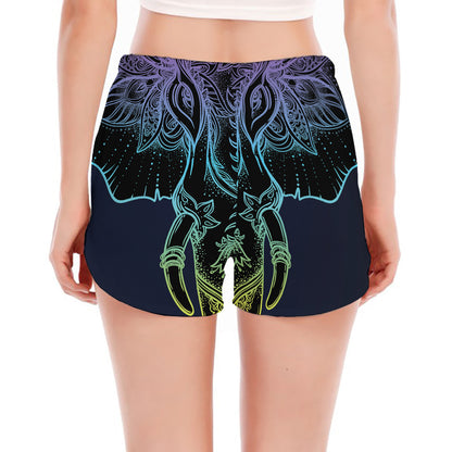 Colorful Spiritual Elephant Print Women's Split Running Shorts