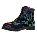 Colorful Spiritual Elephant Print Padded Collar Lace Up Boots