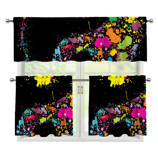 Colorful Splash Yin Yang Print 3 Piece Kitchen Curtains