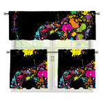 Colorful Splash Yin Yang Print 3 Piece Kitchen Curtains