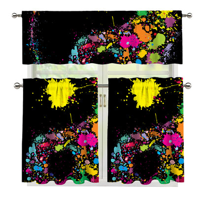 Colorful Splash Yin Yang Print 3 Piece Kitchen Curtains