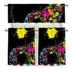 Colorful Splash Yin Yang Print 3 Piece Kitchen Curtains