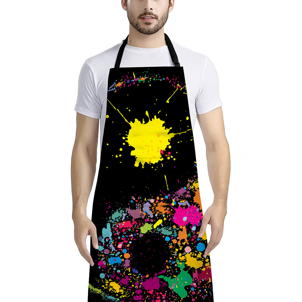 Colorful Splash Yin Yang Print Bib Apron With Pocket