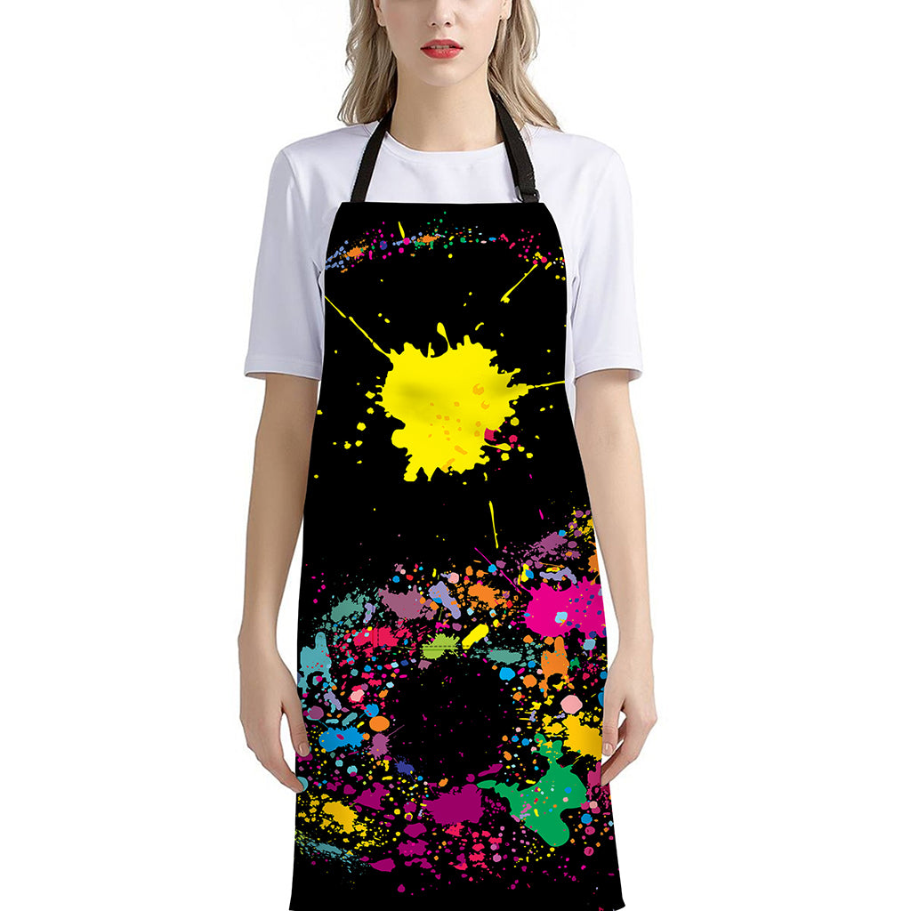 Colorful Splash Yin Yang Print Bib Apron With Pocket