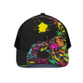 Colorful Splash Yin Yang Print Black Mesh Trucker Hat