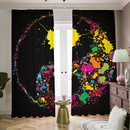 Colorful Splash Yin Yang Print Blackout Pencil Pleat Curtains