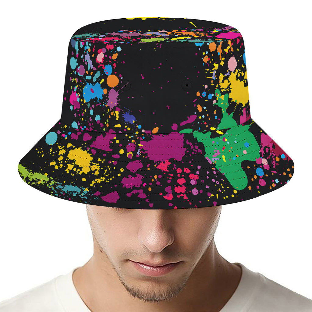 Colorful Splash Yin Yang Print Bucket Hat