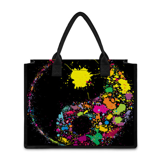 Colorful Splash Yin Yang Print Canvas Tote Bag