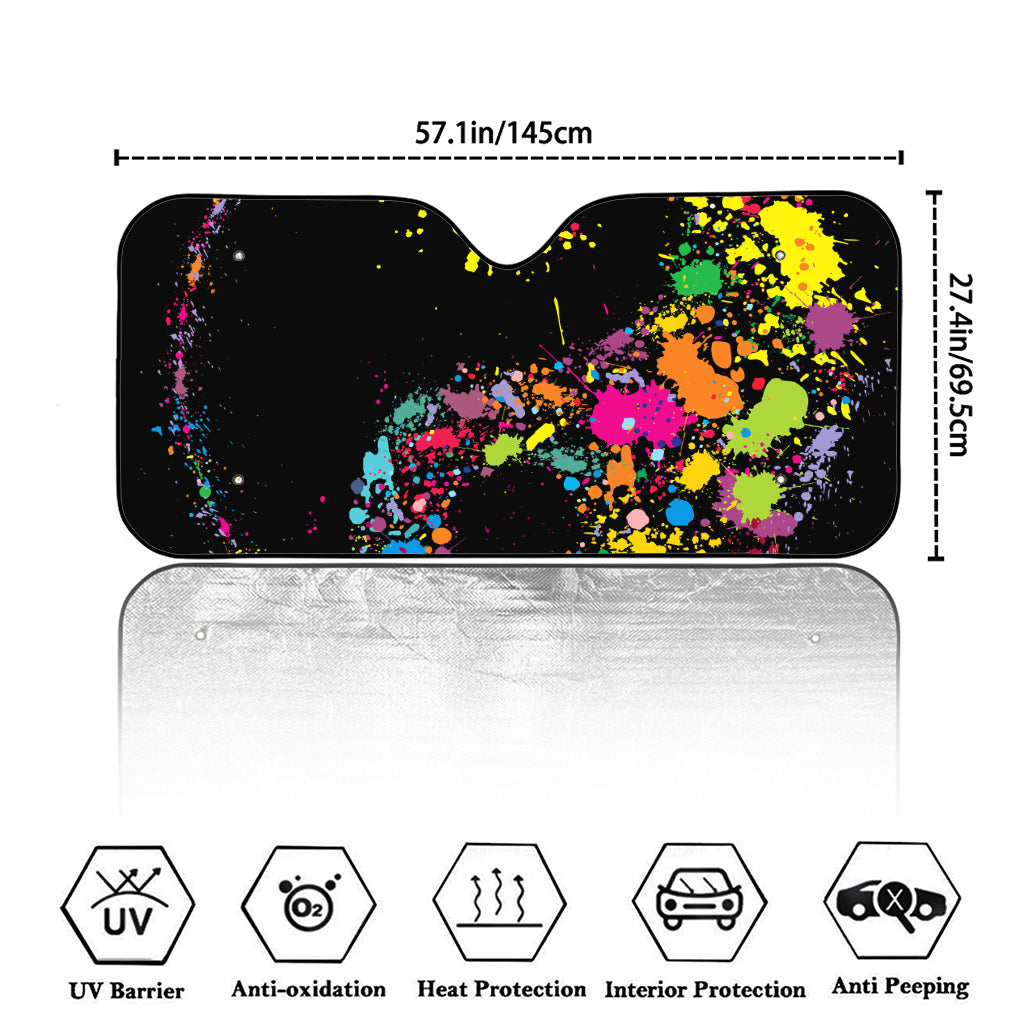 Colorful Splash Yin Yang Print Car Windshield Sun Shade