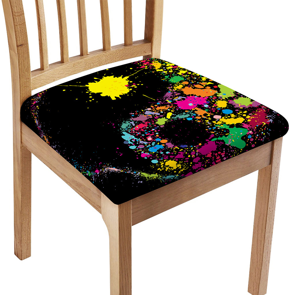 Colorful Splash Yin Yang Print Chair Cushion Cover