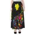 Colorful Splash Yin Yang Print Chiffon Maxi Skirt