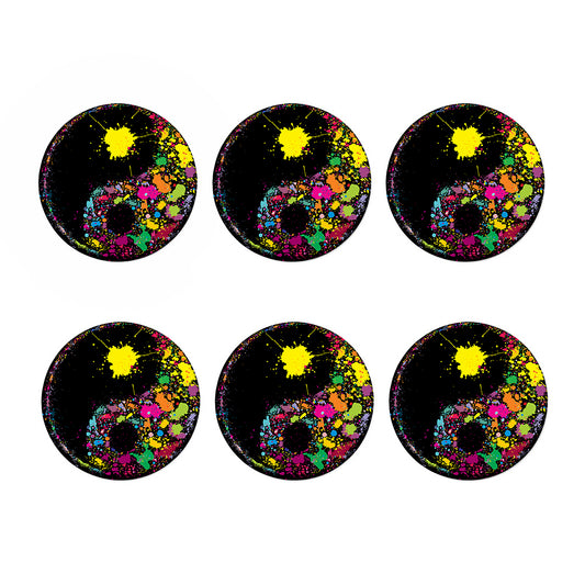 Colorful Splash Yin Yang Print Coaster Set