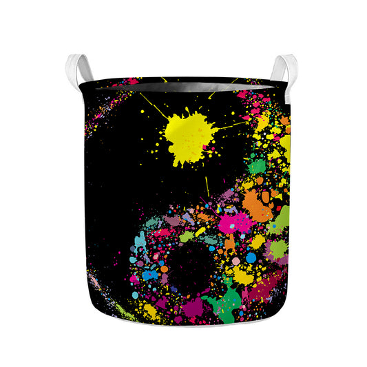 Colorful Splash Yin Yang Print Collapsible Laundry Basket