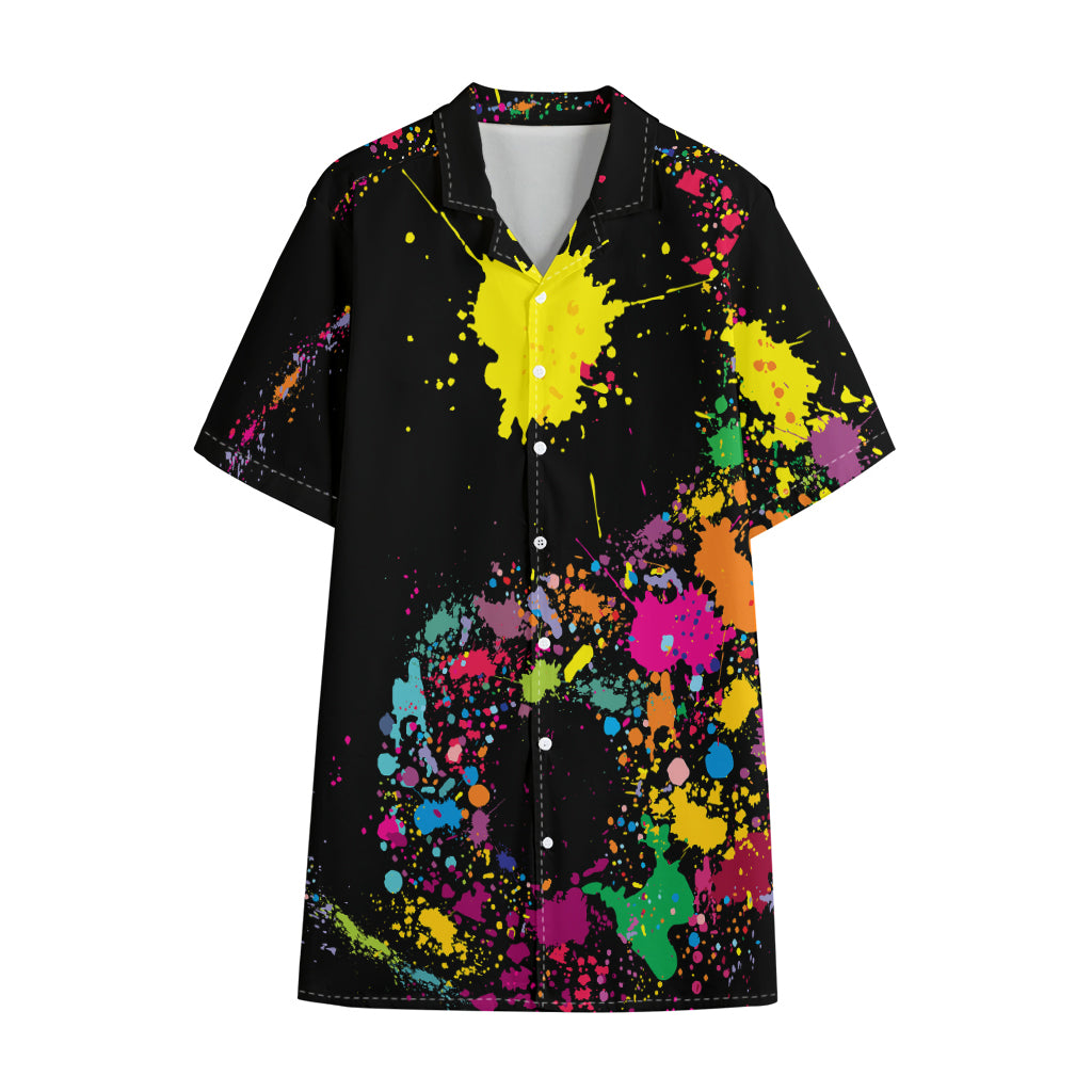 Colorful Splash Yin Yang Print Cotton Hawaiian Shirt
