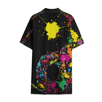 Colorful Splash Yin Yang Print Cotton Hawaiian Shirt