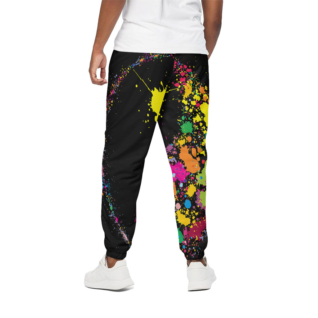 Colorful Splash Yin Yang Print Cotton Pants