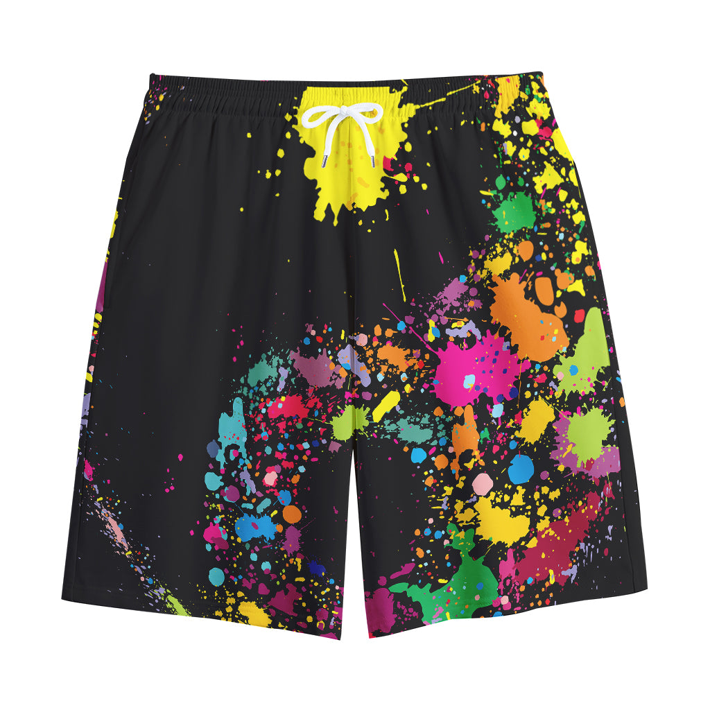 Colorful Splash Yin Yang Print Cotton Shorts