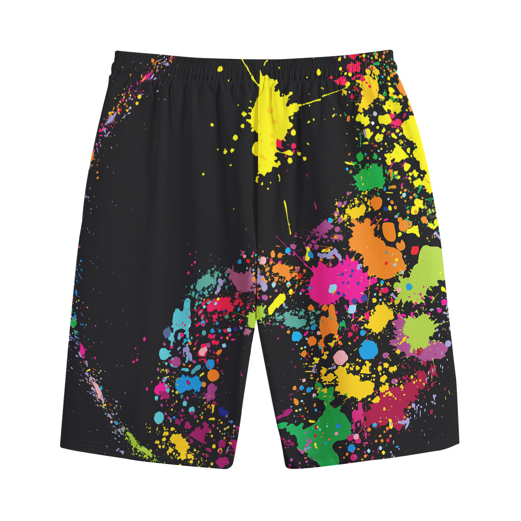 Colorful Splash Yin Yang Print Cotton Shorts