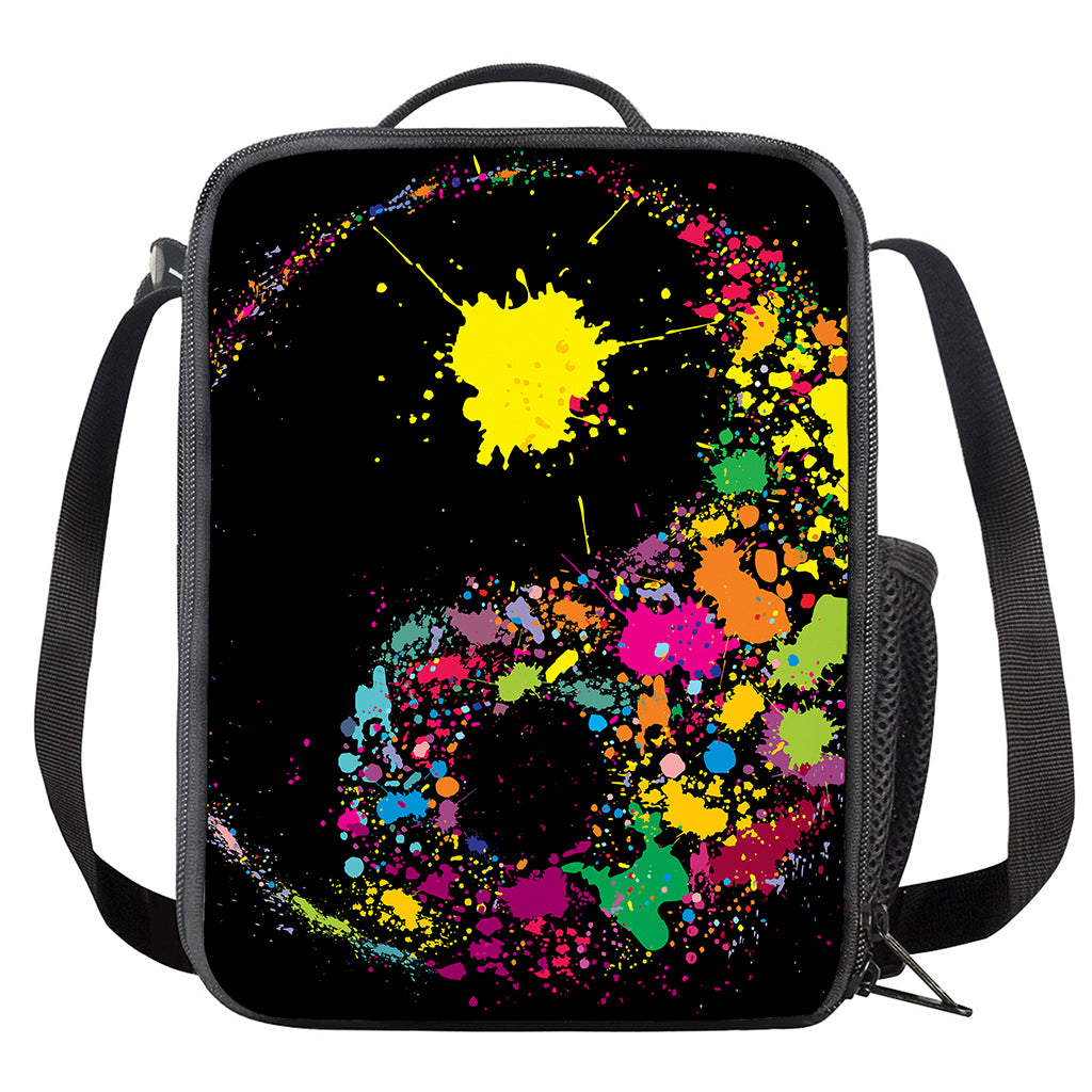 Colorful Splash Yin Yang Print Crossbody Lunch Bag