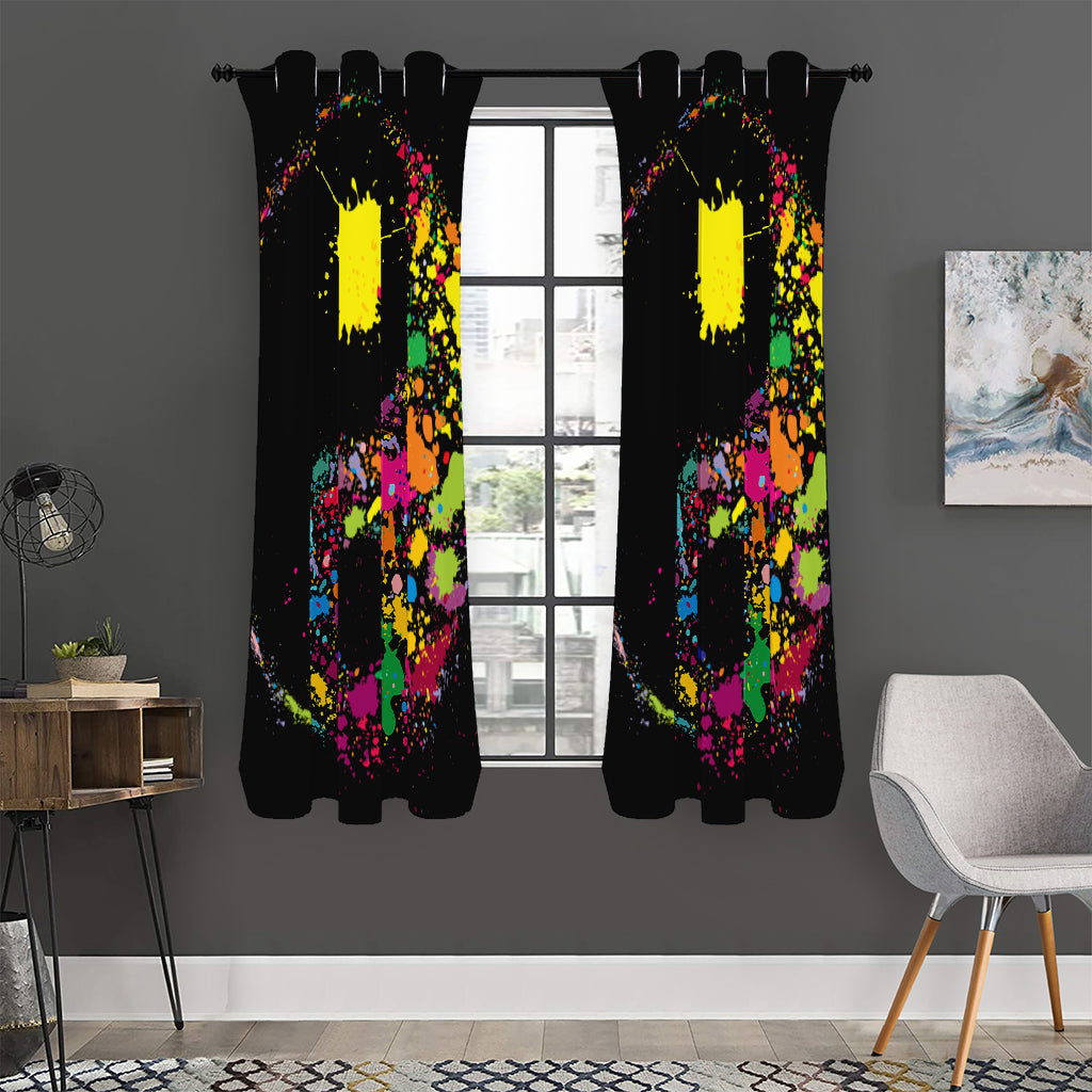 Colorful Splash Yin Yang Print Curtain