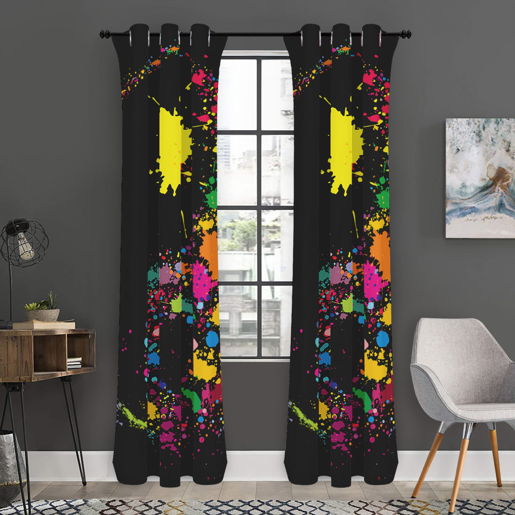Colorful Splash Yin Yang Print Curtain