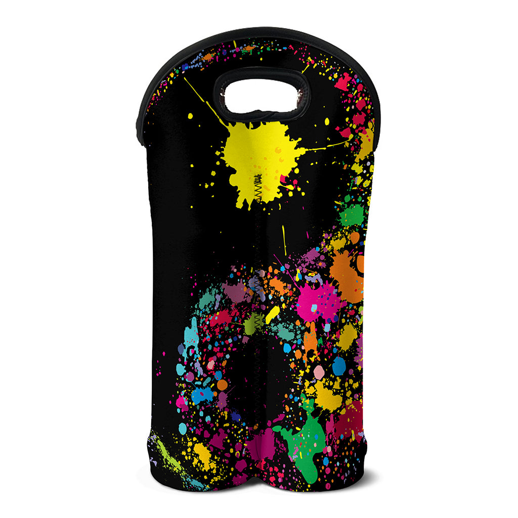 Colorful Splash Yin Yang Print Double Neoprene Wine Tote