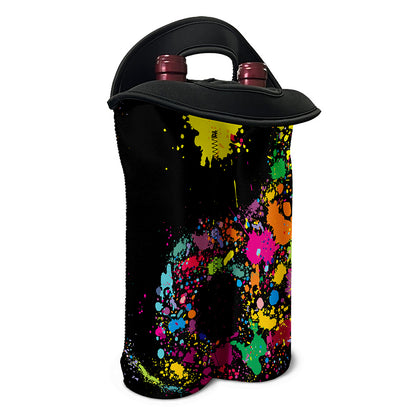 Colorful Splash Yin Yang Print Double Neoprene Wine Tote