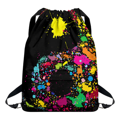 Colorful Splash Yin Yang Print Drawstring Backpack
