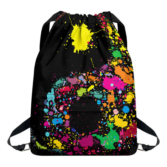 Colorful Splash Yin Yang Print Drawstring Backpack
