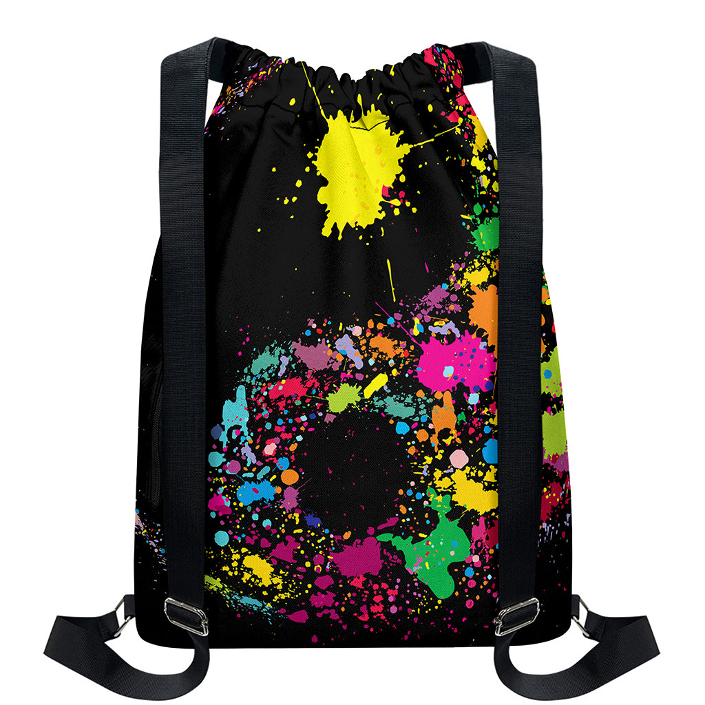 Colorful Splash Yin Yang Print Drawstring Backpack