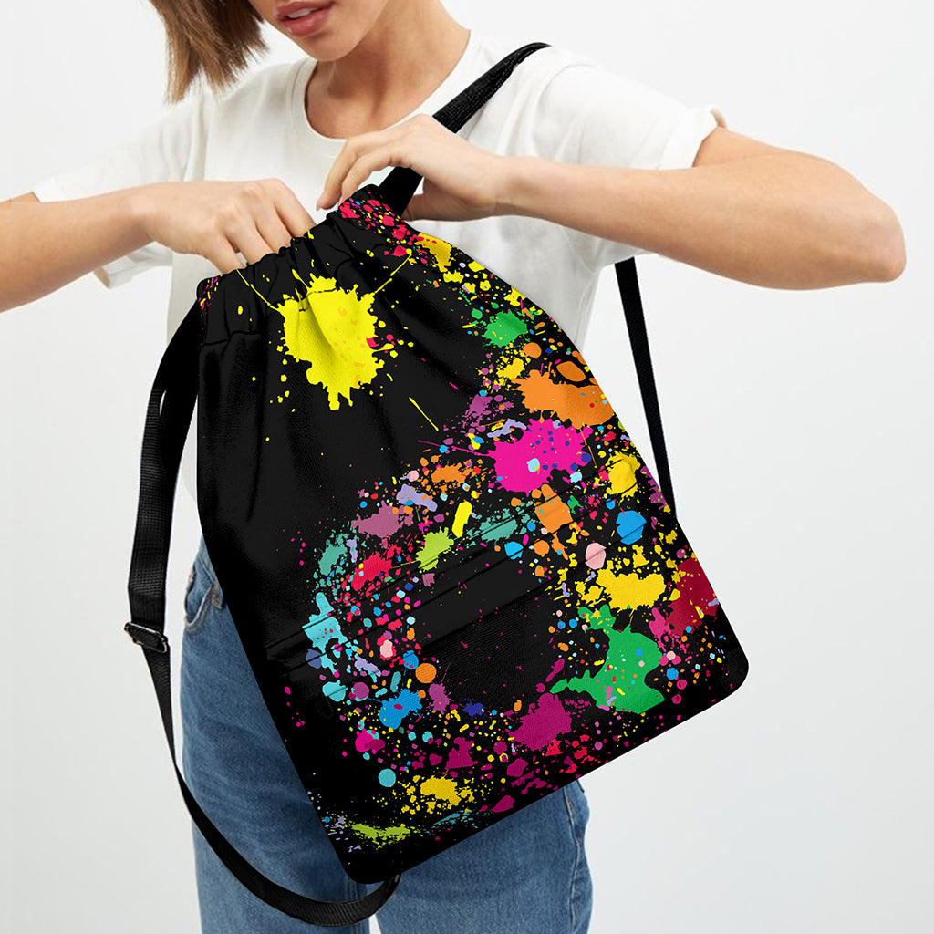 Colorful Splash Yin Yang Print Drawstring Backpack
