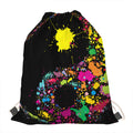 Colorful Splash Yin Yang Print Drawstring Bag