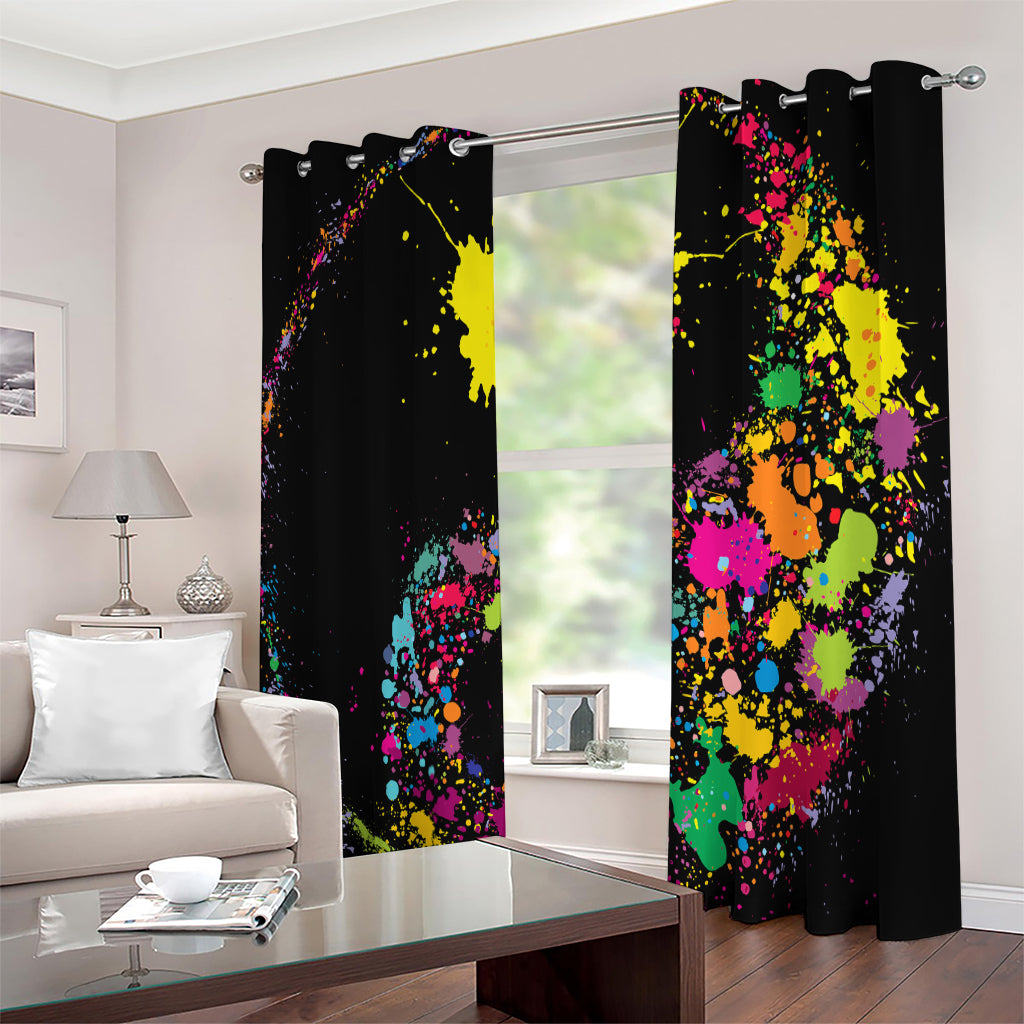Colorful Splash Yin Yang Print Extra Wide Grommet Curtains