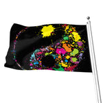 Colorful Splash Yin Yang Print Flag