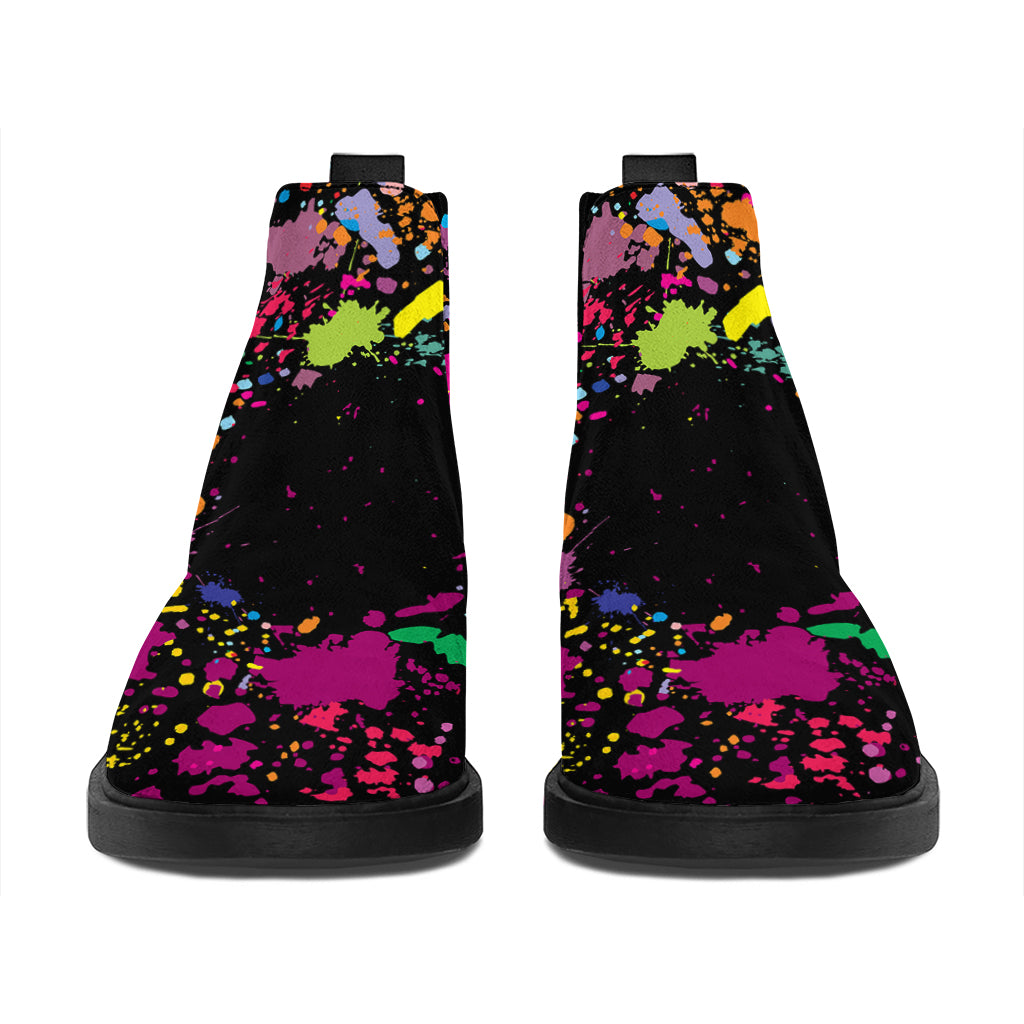Colorful Splash Yin Yang Print Flat Ankle Boots